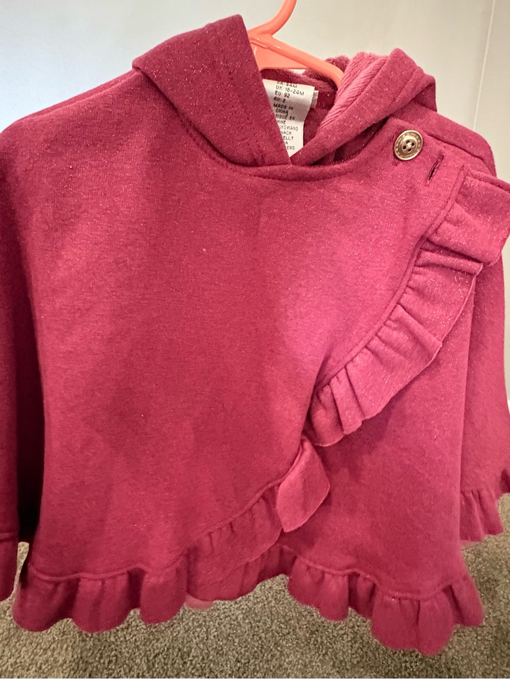Max Studio Raspberry Pink Hooded Ruffle Jacket